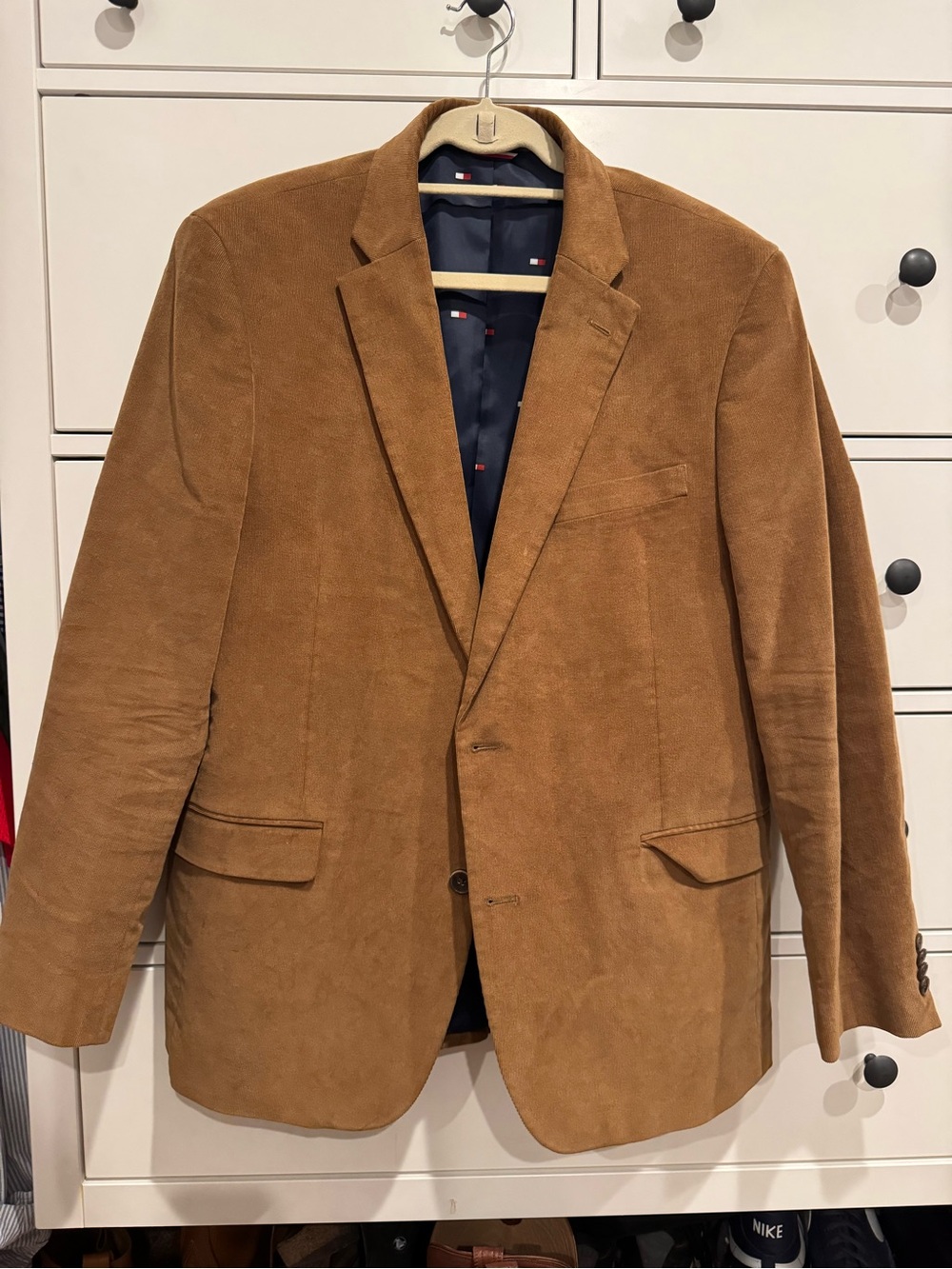 Tommy Hilfiger Men's Tan Corduroy Blazer - Classic Single-Breasted Jacket